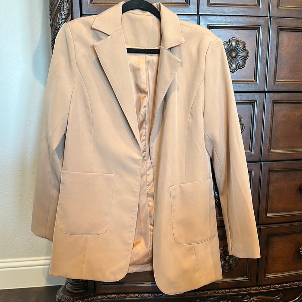 Tan Textured Blazer with Tailored Fit